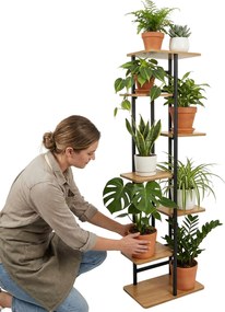 Stojan na květiny BASTIAN grafitový/dub craft