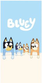 Bavlnená plážová osuška Bluey – motív Rodinka v peliešku - 100% bavlna - 70 x 140 cm