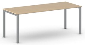 Rokovací kancelársky stôl PRIMO SQUARE, 200x80 cm, sivostrieborná podnož, buk