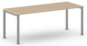 Rokovací kancelársky stôl PRIMO SQUARE, 200x80 cm, sivostrieborná podnož, buk