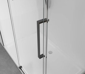Cerano Lantono, sprchovací kút s posuvnými dverami 120(dvere) x 80(stena) x 195 cm, 8mm číre sklo, čierny profil, CER-CER-433112