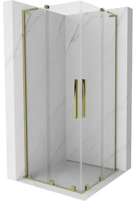 Mexen Velar L Duo, sprchový kút s posuvnými dverami 80 x 80 cm, 8mm číre sklo, zlatá lesklá, 871-080-080-02-03-50