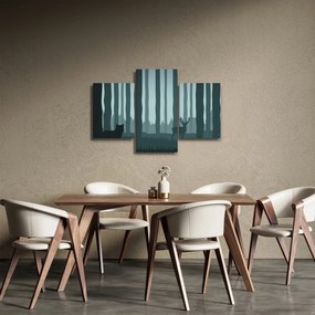 Obraz - Jeleň s vlkom v skalách (90x60 cm)