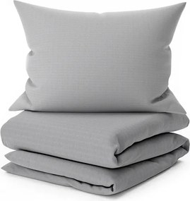 Sada krepových obliečok DENYX BLEND sivé, hotelové vrecko + plachta Jersey 90 x 200 cm tmavosivá, jednolôžko