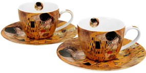 Súprava šálok s podšálkou espresso Klimt THE KISS 2 ks 90 ml hnedá