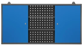 Plytká závesná garážová skriňa BEN, 1200 x 600 x 200 mm, antracitovo modrá