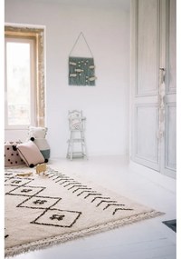 Krémový prateľný ručne tkaný bavlnený koberec 170x120 cm Bereber Rhombs – Lorena Canals