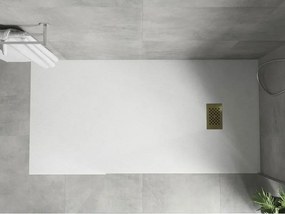 Mexen Hugo, obdĺžniková sprchová vanička SMC 170 x 80 cm, biela, zlatá krytka, 42108017-G