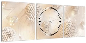 Obraz nežných gúľ - abstraktné (s hodinami) (90x30 cm)