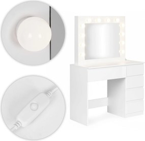 Toaletní stolek s LED osvětlením a taburetem Rety 94 cm bílý