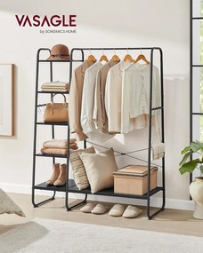 Stojan na oblečení s botníkem Vasagle Greya ebenově černý