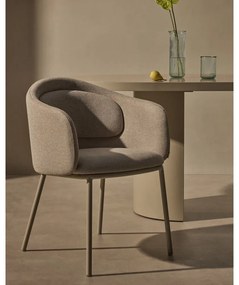 Béžové čalúnené jedálenské kreslo s podrúčkami Minda – Kave Home