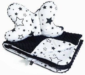 2-dielna Súprava do kočíka s Minky s motýlikom - hviezdičky, Minky - čierna/biela