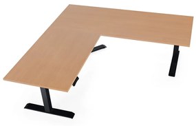 Výškovo nastaviteľný stôl OfficeTech Angle, 180 x 200 cm, čierna podnož, buk