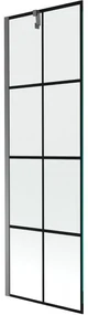 Mexen Next, 1-krídlová vaňová zástena 60 x 150 cm, 6mm číre sklo - čierny vzor, grafitová, 895-060-000-00-77-95