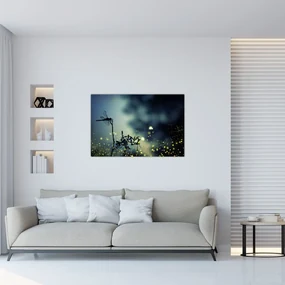Obraz - Vážka za trblietavej noci (90x60 cm)