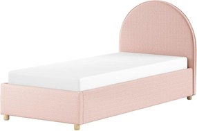 Ružová čalúnená jednolôžková posteľ s úložným priestorom s roštom 90x200 cm Moon – Vipack