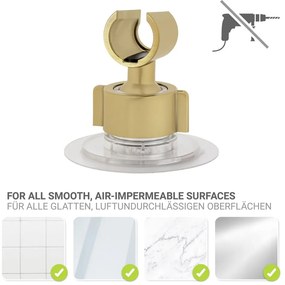 Plastový držiak na sprchu bez vŕtania v zlatej farbe Libertà – Wenko