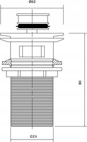 Cersanit Cersanit, keramická kovová zátka typu ClickClack s prepadom, Euro-Biela, K11-2377