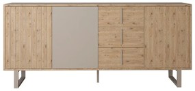 Nízka komoda v dekore duba v sivo-prírodnej farbe 180x80 cm Millay – Marckeric