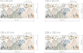 Hory a kopce – bežecké lyžovanie textilní prelepiteľné nálepky na stenu hárok 75 x 33 cm