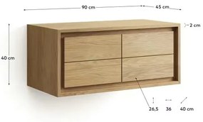 Hnedá závesná skrinka pod umývadlo z teakového dreva 90x40 cm Kenta – Kave Home