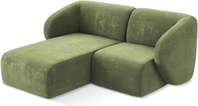 Zelená ženilková rohová pohovka (ľavý roh/s leňoškou) Lani – Makamii