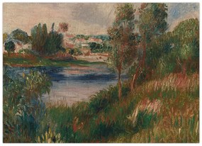 Sklenený obraz - Auguste Renoir, Landscape at Vetheuil, reprodukcia (70x50 cm)