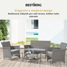 4dielna sada záhradného ratanového nábytku BestBerg Cordova BBRF-1008BG / čierna/sivá