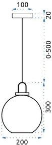 Toolight - Závesné svietidlo zo skla 1xE27 60W APP442-CP, zlatá, OSW-05633