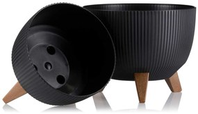 PLASTOVÝ KVETINÁČ ROSA LINEA ECO SADA 2KS 15X24,3 CM+18,3X29,2 CM ČIERNA