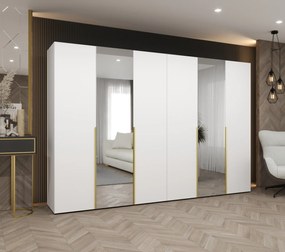 Šatníková skriňa 300 cm Alice 2 (biela + zlatá). Akcia -20%. Vlastná spoľahlivá doprava až k Vám domov. 1126194