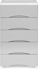 Polica s 5 výsuvnými zásuvkami, nohy s kolieskami, farebné zásuvky