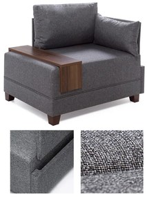 Sivé kreslo s opierkou na ruky na pravej strane a odkladacou doskou Balcab Home Martha