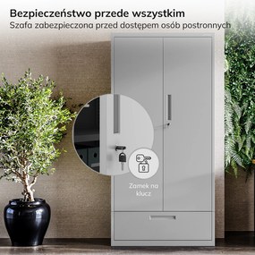 Modulárna kovová multifunkčná skriňa s dvoma zásuvkami sivá MEGAN 1950 x 900 x 400 mm