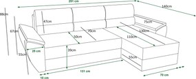 Rozkladacia obojstranná sedacia súprava do L TAVERO 251x140 cm, tmavomodrá