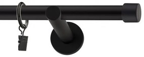 Dekorstudio Garniža jednoradová Luna čierna matná 19mm Dĺžka: 280cm, Typ uchytenia: Držiak modern, Typ príslušenstva: Krúžky tiché so štipcami