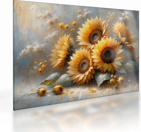 Sklenený obraz - Maľba slnečníc (70x50 cm)