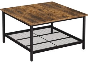 Konferenčný stolík s priestrannou stolovou doskou, rustikálny hnedý, čierny