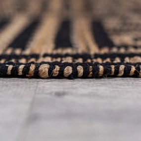 Čierny/v prírodnej farbe ručne tkaný koberec s prímesou juty 200x290 cm Meander Jute – Flair Rugs