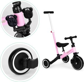 ECOTOYS 2v1 trojkolka/odrážadlo pre deti 3+ s rukoväťou, EVA kolesá, ružová