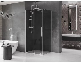 Mexen Velar, sprchový kút s posuvnými dverami 90 x 85 cm, 8mm šedé sklo, biela matná, 871-090-085-41-20