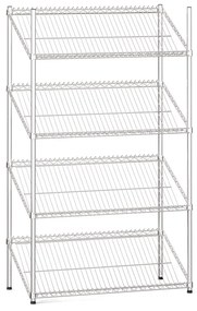 Drôtený regál so šikmými policami, 1500 x 900 x 450 mm, 4 police