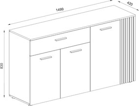 Komoda so zásuvkou Esteban 150 cm, antracit/dub evoke