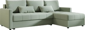 Rozkladacia obojstranná sedacia súprava do L VENORIA 220x143 cm, svetlozelená + 2 vankúšiky ZDARMA