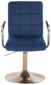 LuxuryForm DESIGN Stolička VERONA VELUR na zlatom tanieri - modrá