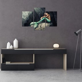 Obraz - Morská panna na skale (90x60 cm)