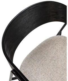 Čierne/béžové čalúnené jedálenské kreslá v súprave s podrúčkami 2 ks Cora – MOME