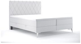 Manželská posteľ Boxspring 140 cm Miror (biela ekokoža) (s úložným priestorom). Vlastná spoľahlivá doprava až k Vám domov. 1044250