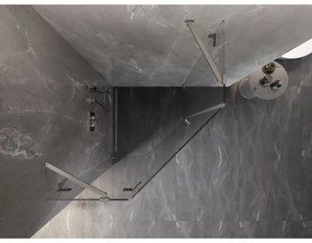 Mexen Lunar, päťuholníkový sprchový kút naklápací doľava 80 x 80 cm, 8mm číre sklo, oceľový profil, 831-080L-080P-97-00-L